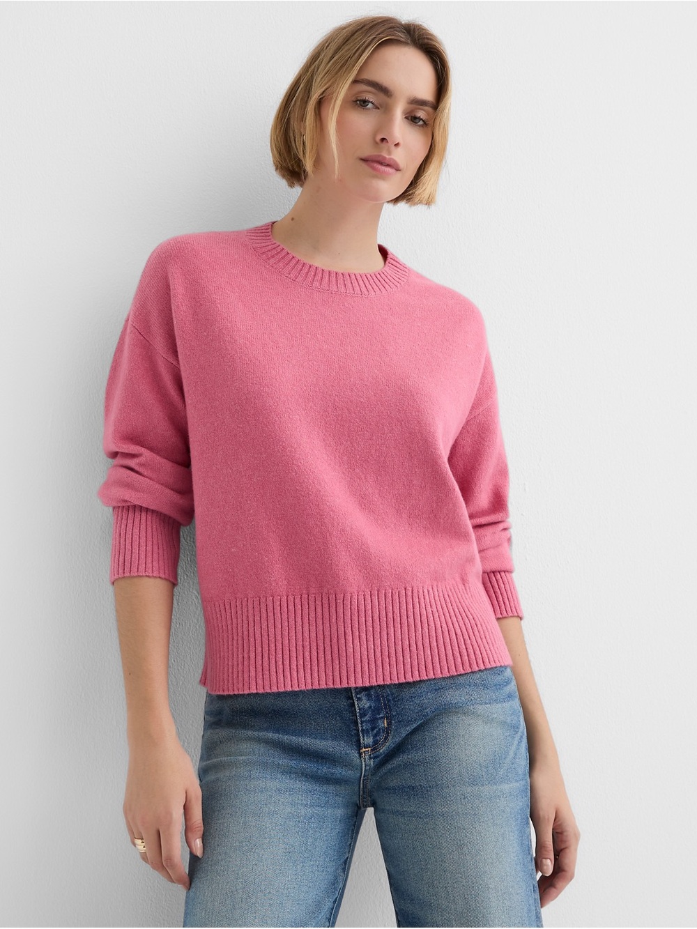 NWT LOFT Pink Relaxed Everyday Sweater - S - Picture 1 of 5